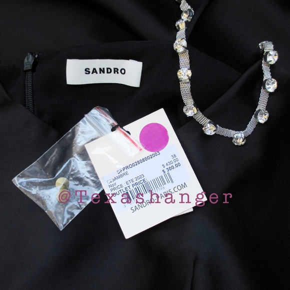 NWT Sandro Ambre Babydoll Dress Size 6 Noir - Picture 16 of 16